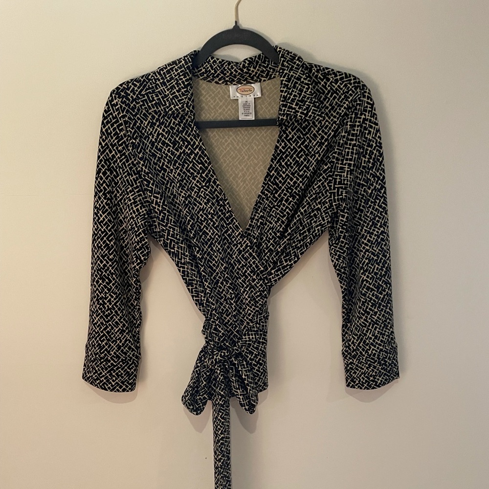 Talbots Petite Womens M Wrap Collard Blouse